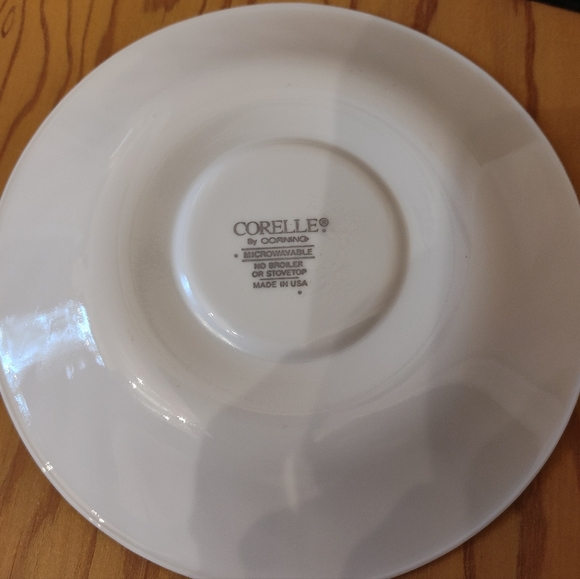 Corningware Corelle Ivy Callaway Set of 8 Teacup Saucers Swirl White Green Rim - Picture 2 of 5